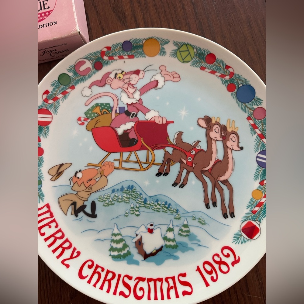 Royal Orleans Limited Edit Merry Christmas 1982 Pink Panther Sleigh Ride 1st Ann